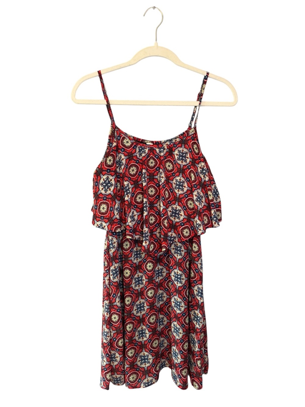 Xhilaration Red and Navy Medallion Flounce Sundress
